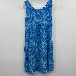 Blue Ginger Dress Women XXS Blue Hawaiian Sleeveless Tank Pockets Tie Waist